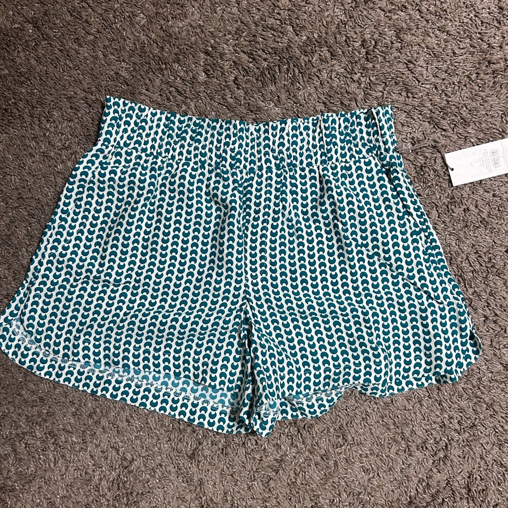 A New Day Teal Patterned High Waist Shorts